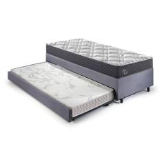 Bicama Box Solteiro com Colchão Adapto Ecoflex Molas Ensacadas Suede 88x188cm Cinza
