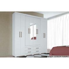 Guarda Roupa Casal 8 Portas e 4 Gavetas c/ Espelho e Pés Nápoles Ébano - Santos Andirá