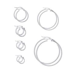 Yanxyad 6 pares de brincos de argola ou 1 par de brincos de argola de aço inoxidável 316L para mulheres, Metal