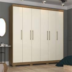 Guarda-Roupa Casal 6 Portas com 6 Gavetas Sevilla Marrom/brisa