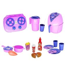 Cozinha infantil air fryer fogão panela comida prato 20peças