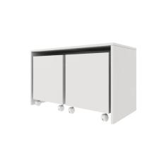Mesa C/ 2 Baú Organizador De Brinquedos P/ Quarto De Criança Branco