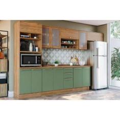 Cozinha Completa Botanic 8 Peças (3 Armários + 2 Balcões + 1 Paneleiro