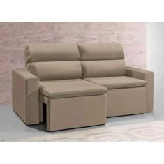 Sofá 3 Lugares Retrátil e Reclinavél Hanôver Suede Bege 180 cm