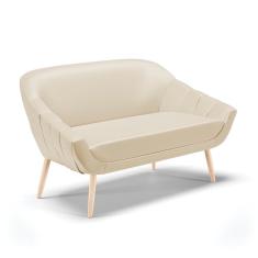 Namoradeira 02 Lugares Corino Pés Palito Natural Cor Bege