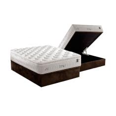 Cama Box Baú Casal: Colchão Molas Anjos MasterPocket Ensacadas Impressione + Base CRC Suede Brown(138x188)