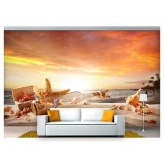 Papel De Parede Praia Mar Estrela Concha 3D Npr181 - Você Decora