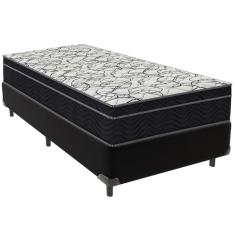 Cama Box Preto E Colchão Airtech 150 Espuma D45 Solteiro Ortobom