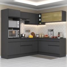 Armário Cozinha Completa de Canto Veneza Multimóveis V2099, Preto