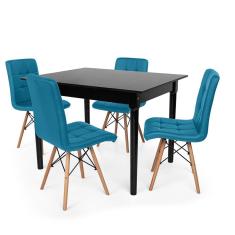 Conjunto Mesa De Jantar Robust 110x90 Preta Com 4 Cadeiras Eiffel Gomos - Turquesa