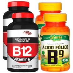 Vitamina B12 E Vitamina B9 Ácido Fólico Kit 4 Frascos