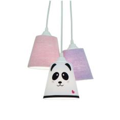 Lustre Pendente Cacho Triplo Frufru e Panda 