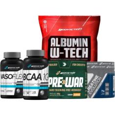 Albumina Com Whey Protein + Bcaa 1G + Vasoflex + Creatina + Pré Treino
