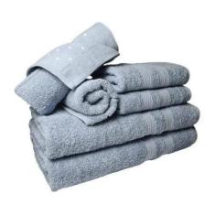 Jogo Toalhas 2 Banhos 2 Rostos 2 Grande Grossa Azul