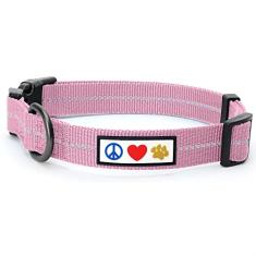 Pawtitas Coleira reflexiva para cachorro com costura de linha reflexiva | Coleira reflexiva para cachorro com fivela ajustável e melhor treinamento Ótimo para cães pequenosPawtitas Small, 5/8 Inch Wide rosa