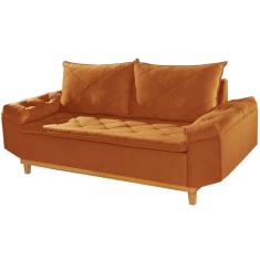 Sofá 3 Lugares Berlim Tecido Veludo 200cm Cor Cobre