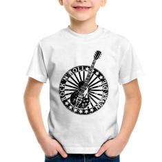 Camiseta Infantil Rock n Roll Never Die Guitarra - Foca na Moda, Branc
