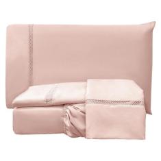 Jogo Cama Lençol Trento King Guipir Micro Percal 300 Fios c/ Ponto Inf