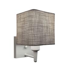 Arandela Quadrada Vivare Md-2006 Base Alumínio Branco Cúpula em Tecido - Bivolt