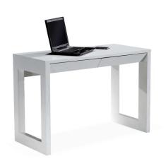 Escrivaninha Viena Univ 110 cm Tampo de Madeira com Vidro Colado Laca 