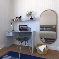 Escrivaninha Mesa Escritório com Prateleira Suspensa Helen 100cm Bramo