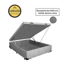 Cama Box Baú Luxo Blindado Viúva NK Camas Suede Cinza 41x128x188