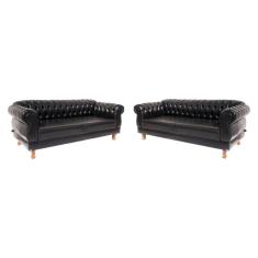 2 Sofás Chesterfield Capitone Elisabeth Corano Preto 1,80