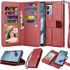 NJJEX Capa carteira para Motorola Moto G 5G 2023, capa carteira para Moto G Power 5G 2023, [9 compartimentos para cartão] couro PU porta-cartão de crédito flip flip [destacável] capa magnética para