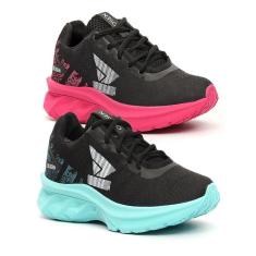 Kit 2 Tênis Feminino para academia Caminhada Dia a dia confortável Cores Neon-Feminino