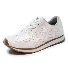 Tênis Via Marte Feminino Branco Caminhada Liso Cadarço Low-top