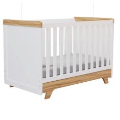 Berço Peroba Retrô Americano Branco Com Amendôa Mdf Infantil Branco Amêndoa