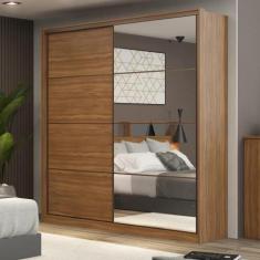 Guarda Roupa Casal 2 Portas Com Espelho e 3 Gavetas Belga - Demóbile, 
