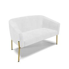 Sofá Namoradeira 2 Lugares Pé De Ferro Dourado Stella Corano D03 - D'rossi Cor Nozes