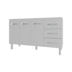 Balcão Armário Cozinha Gabinete Pia De 140 Cm Carine Com 3 Portas E 3 