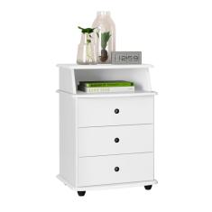 Mesa de cabeceira com 3 gavetas (Branco)