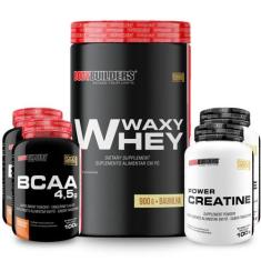 Kit Whey Protein Waxy Whey Pote 900g 2x BCAA 100g 2x Power Creatina 10