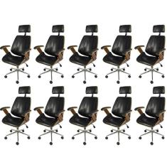 Kit 10 Cadeiras para Escritorio Presidente Bergen 3331 Preto