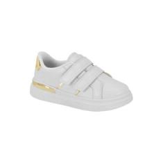 Tenis Molekinha Branco Dourado Feminino Infantil Menina 2553.110-Feminino