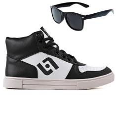 Tenis Infantil Meninos Botinha Cano Alto Escolar Casual Basico + Oculos-Masculino