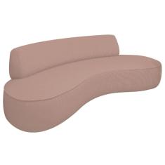 Sofá Curvo 3 Lugares Amsterdã 180cm Linho - Doce Sonho Móveis Cor Rosê