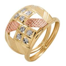 Anel de Ouro 18k Feminino Tricolor Scacchiera - Meu Anel, 16