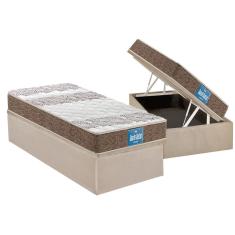 Cama Box Baú Solteiro: Colchão Anatômico Probel D33 Guarda Costas PróIntense Plus + Base CRC Suede Clean (88x188)