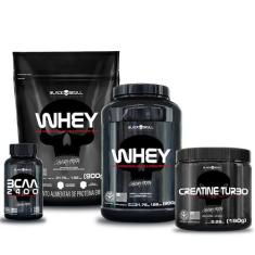 Kit whey 2x + bcaa + creatina - BLACK SKULL, N/A, BAUNILHA, N/A, N/A