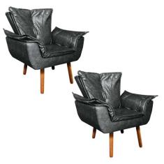 Poltrona Sala de Estar Pé Palito de Madeira Kit 2 Opala Corano D03 - D