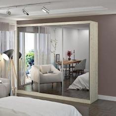 Guarda Roupa Casal Espelhado 3 Portas de Correr 4 Gavetas 1902e3 Foscarini Marfim Areia