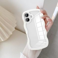 UEEBAI Capa transparente com moldura ondulada para iPhone New Plus, capa de telefone transparente encaracolada, linda capa de telefone ondulada para meninas, ajuste fino, à prova de choque, capa macia