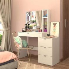 Penteadeira Camarim com Espelho 4 Gavetas 3 Nichos - Emovell