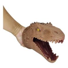 Fantoche Dinossauro T-rex Divertido  Marrom 1 Peça - Adijomar