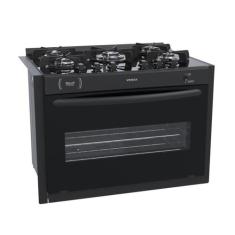 Fogao de Embutir 5 Bocas Venax Gaudi Prisma Vitreo Preto Gas Glp