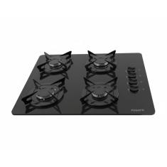 Cooktop Fogatti a Gas FGT 4B Vidro Preto Flange Esmaltada